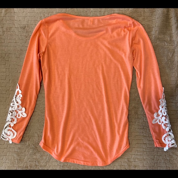 Long Sleeve Top with Crochet Detail at Wrists - Picture 2 of 2